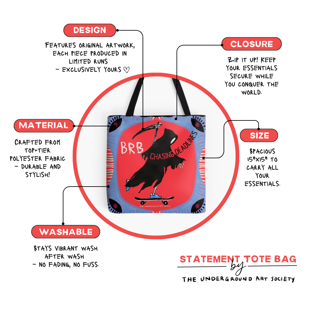 Statement Tote Bag | BRB, Chasing Deadlines - Image 3